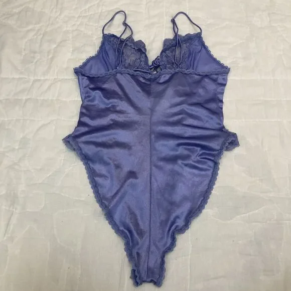 Vintage Lingere Delicates Lavender 80s Teddy Lacy Leotard Nightie Womens M - Picture 4 of 8